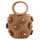 thumbnail image 1 of Bolso tipo cubo de paja para mujer con perlas, bolso de muñeca con cordón, bolso de playa de verano, Camel, 1 of 7