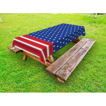 

4th of July Outdoor Tablecloth Stars and Stripes with Old Glory Theme Abstract Independence Day Composition Decorative Washable Fabric Picnic Table Cloth 58 X 84 Inches Multicolor by Ambesonne