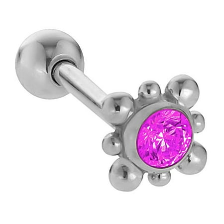 2mm Birthstone Fancy 14k White Gold Cartilage Earring 2mm Birthstone Fancy 14k White Gold Cartilage Earring