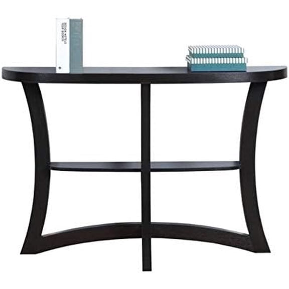 Pemberly Row 47" Half Moon Hall Console Accent Table in Dark Taupe
