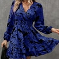 thumbnail image 4 of MORTTIC - Women's Floral Print Lantern Sleeve Dress - A-Line V-Neck Ruched Waist Midi Dress, Loose Fit Casual & Formal Dress with Gathered Detail, 4 of 6