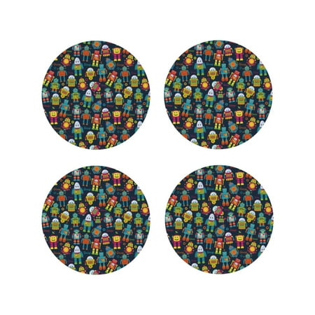 

Leather Coasters with Heat-resistant for Drinks cartoon robot -标题2 Round Shape