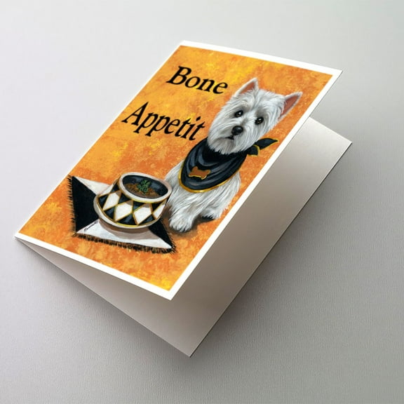 Westie Bone Appetit Greeting Cards and Envelopes Pack of 8