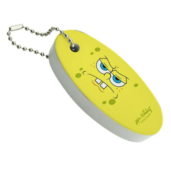 SpongeBob Angry Face Floating Keychain Oval Foam Fishing Boat Buoy Key Float