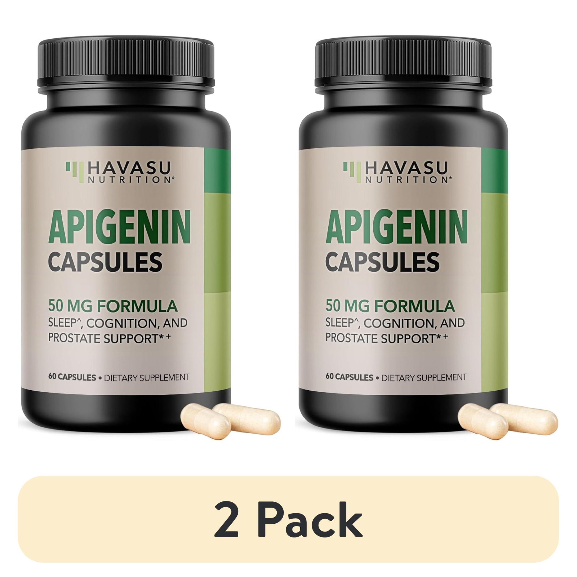 (2 pack) Havasu Nutrition 50mg Apigenin Supplement, Sleep, Cognition, & Prostate Health Support, 60 Capsules