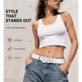 thumbnail image 3 of Wuqi Y2K DVD Buckle Belt for Women Men, 1.5 Inch PU Leather Streetwear Belt for Jeans Cargo Pants, Black White, 3 of 8