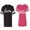 Men Black / Women Pink, variant on Groom & Bride Unisex Couple Matching Cotton Jersey style T-Shirt Contrasting stripes on sleeves (Men Black / Women Black) (Men S / Women S)