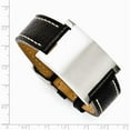 thumbnail image 2 of Stainless Steel Black Leather Adjustable Buckle Bracelet - Measures 22mm Wide, 2 of 2