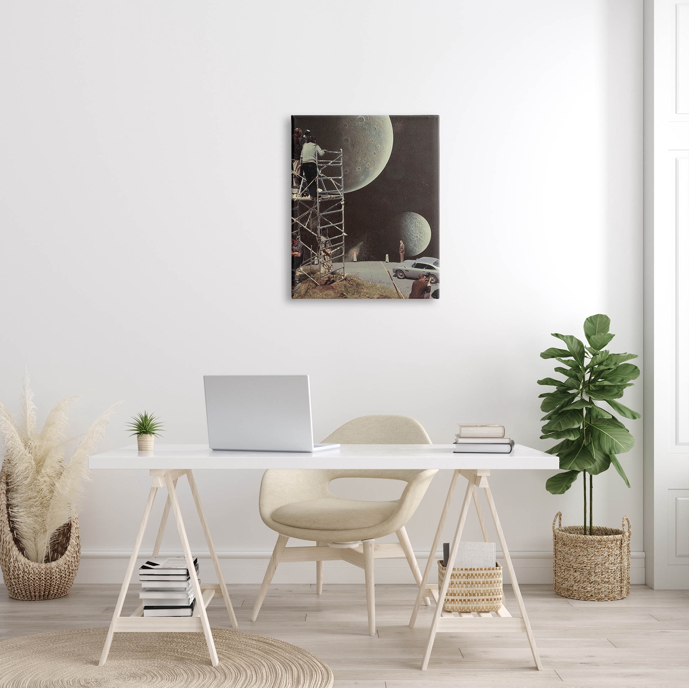 Stupell Industries Two Moons Vintage Film Set Galaxy Graphic Art Gallery Wrapped Canvas Print Wall Art, Design by Matheus Lopes Castro