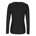 thumbnail image 4 of miqiqism Womens Fall Tops Juniors Casual Long Sleeve Sweatshirt Juniors Trendy Ribbed Knit Henley Neck Shirts Slim Fitted Solid Color Tops,Black,Medium, 4 of 5