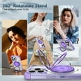 thumbnail image 6 of Magnetic Ring Case for iPhone 16 Pro, Built-in Metal Stand and 360° Rotation Ring Holder Compatible with MagSafe, Crystal Clear Military Grade Drop Protection Cover for iPhone 16 Pro, Purple, 6 of 14