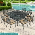 thumbnail image 2 of MEETWARM Outdoor 64" Square Patio Dining Table with Detachable Lazy Susan, All Weather Cast Aluminum Large Patio Furniture Table Set for 8 Seat with 35.4" Rotating Tray, Umbrella Hole, Dark Bronze, 2 of 9