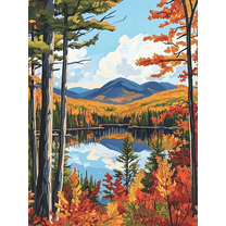 Autumn Lake Landscape Canvas Print/Wall Art, Suitable for Living Room, Bedroom, Office, Dining Room, and Bathroom Decoration.