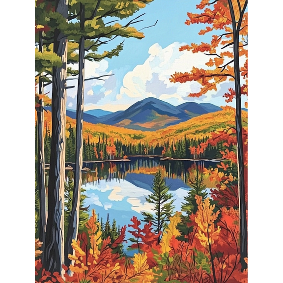 Autumn Lake Landscape Canvas Print/Wall Art， Suitable for Living Room， Bedroom， Office， Dining Room， and Bathroom Decoration.