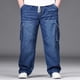 thumbnail image 1 of Ceisia Men's Trendy Plus Size Gift Elastic Drawstring Waist Loose Wide Leg Straight Jeans with Pockets, 1 of 9