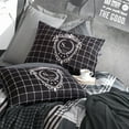 thumbnail image 2 of SUSSEXHOME Black Imaginations Cotton Duvet Cover Set Anthracite, Full Size Duvet Cover, 1 Duvet Cover, 1 Fitted Sheet and 2 Pillowcases, Iron Safe, Hypoallergenic, Breathable , Machine Washable, 2 of 7