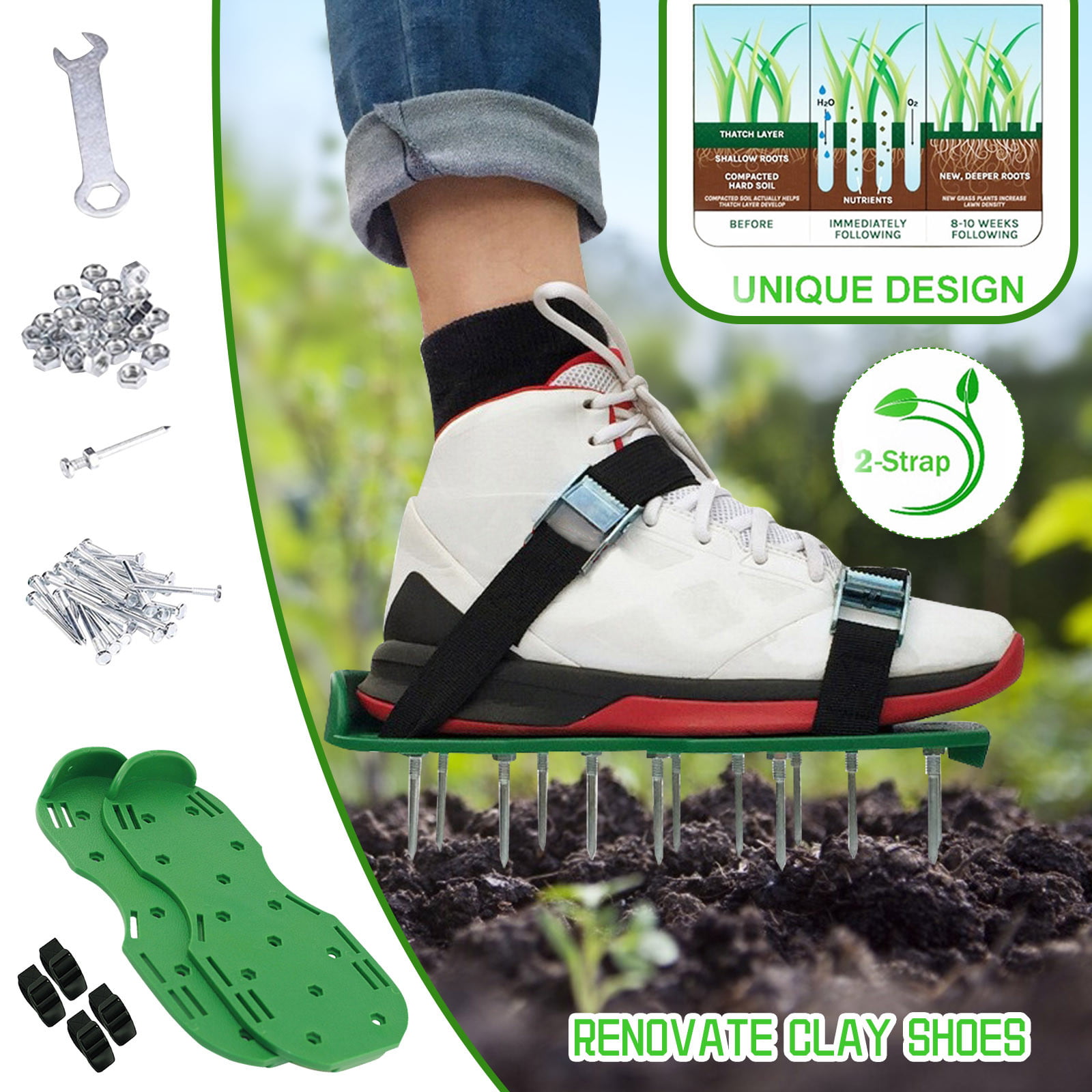 Lawn Sod Aerators shoes Spikes Aerating Sandals Garden Grass Tools H1D4 