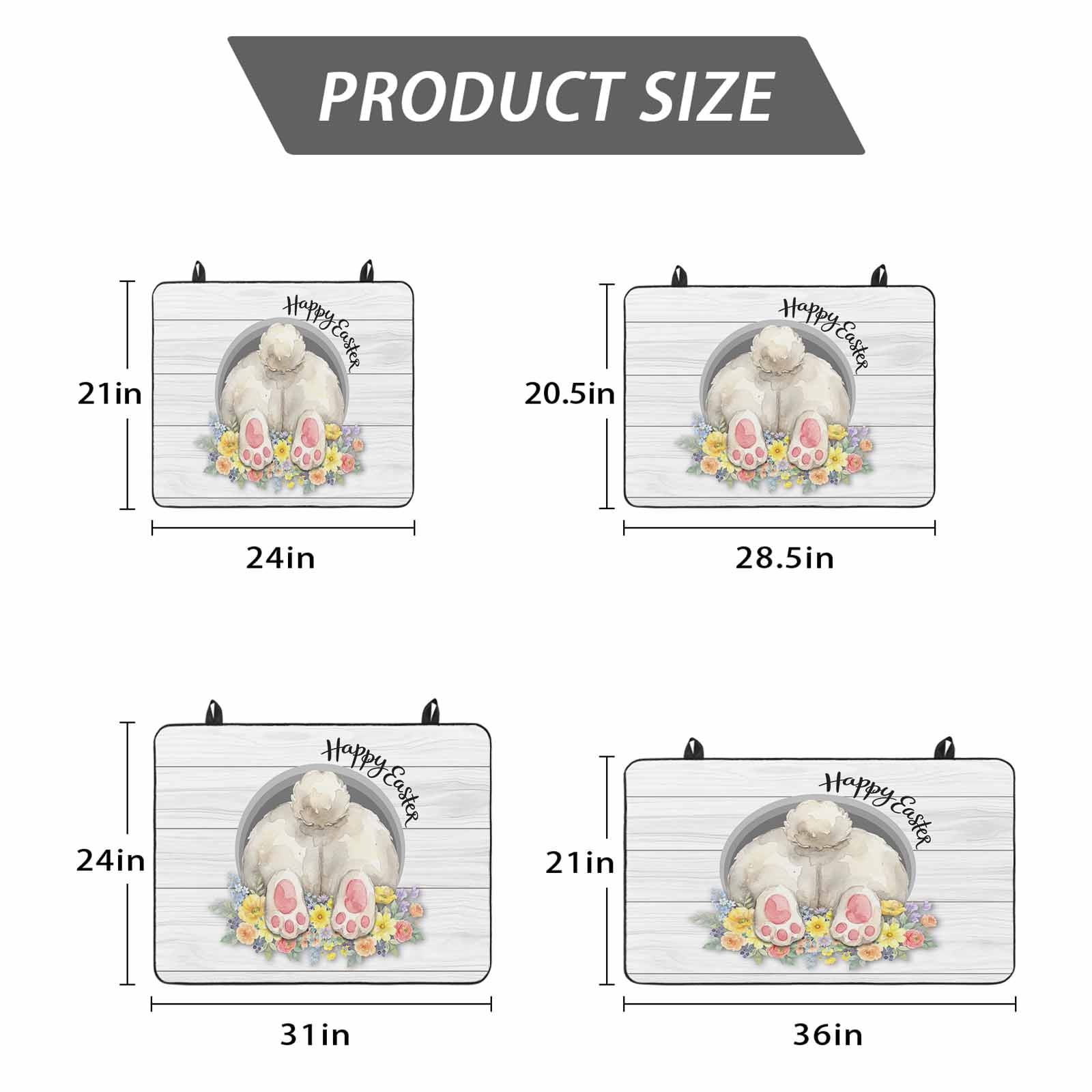 Easter Bunny Stove Top Cover for Electric Stove, Heat-proof & Non Slip Glass Top Stove Cover Protector, 3D Optical Illusion Farmhouse Flower Wood Grain Kitchen Flat Cooktop Rubber Mat 24x21 Inches