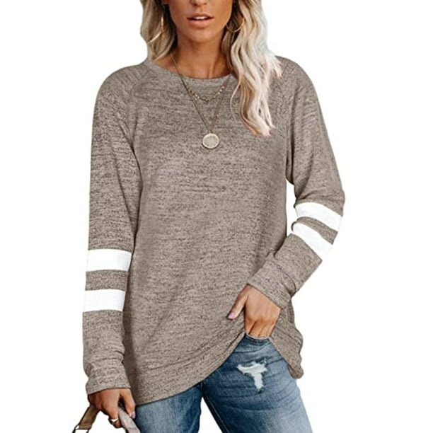 Tops de manga larga para mujer Blusas sueltas casuales de encaje Camisetas