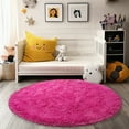 thumbnail image 3 of Socofuz Super Soft Fluffy Rug, 4×4ft Modern Plush Round Hot Pink Carpet for Living Room, Children's Nursery, Girl's Room, 3 of 7