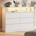 thumbnail image 2 of Tzou 6 Drawer Dresser for Bedroom with Power Outlet, Modern Double Dresser with LED Lights, Wide Dresser Organizer with Open Shelf Storage for Closet Bedroom Living Room Hallway, 2 of 8