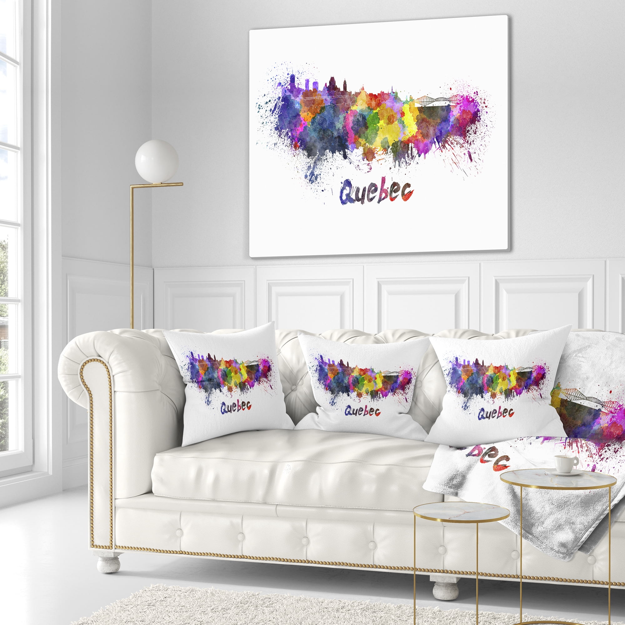 Designart Quebec Skyline - Cityscape Throw Pillow - 16x16