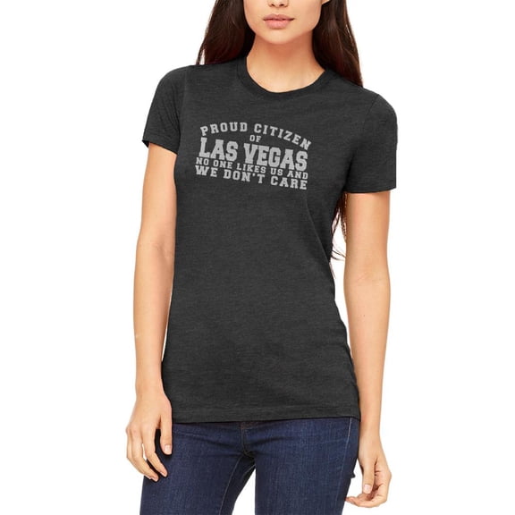 Proud No One Likes Las Vegas Juniors Soft T Shirt Heather Black LG