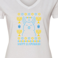 thumbnail image 4 of Inktastic Hannukkah Happy Llamakkah with Menorah Women's V-Neck T-Shirt, 4 of 5