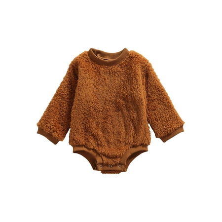 

Kiapeise Baby Autumn Rompers Plush Splicing O-Neck Long-Sleeves Jumpsuit