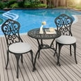 thumbnail image 3 of Nuu Garden 3 Pieces Patio Bistro Set, Outdoor Bistro Set with 2 Chairs And Cushion, Round Table with Umbrella Hole, All-Weather Outdoor Patio Bistro Set for Garden, Lawn, Poolside, Porch, Black, 3 of 9