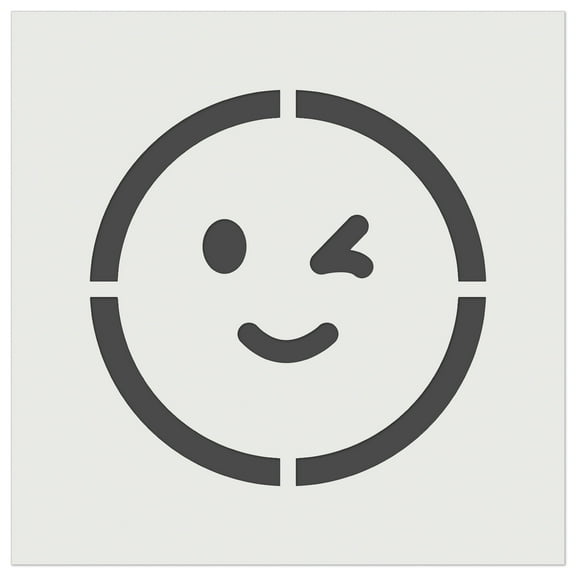 Winking Smiling Face Emoticon DIY Cookie Wall Craft Stencil - 5.5 Inch