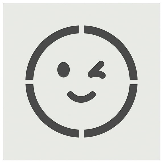 Winking Smiling Face Emoticon DIY Cookie Wall Craft Stencil - 3.5 Inch
