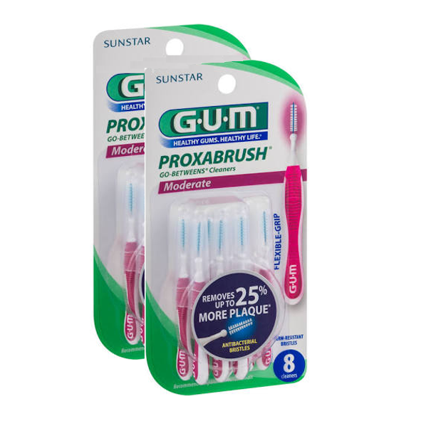 GUM Proxabrush GoBetweens Moderate Cleaners, 8 count pack of 2