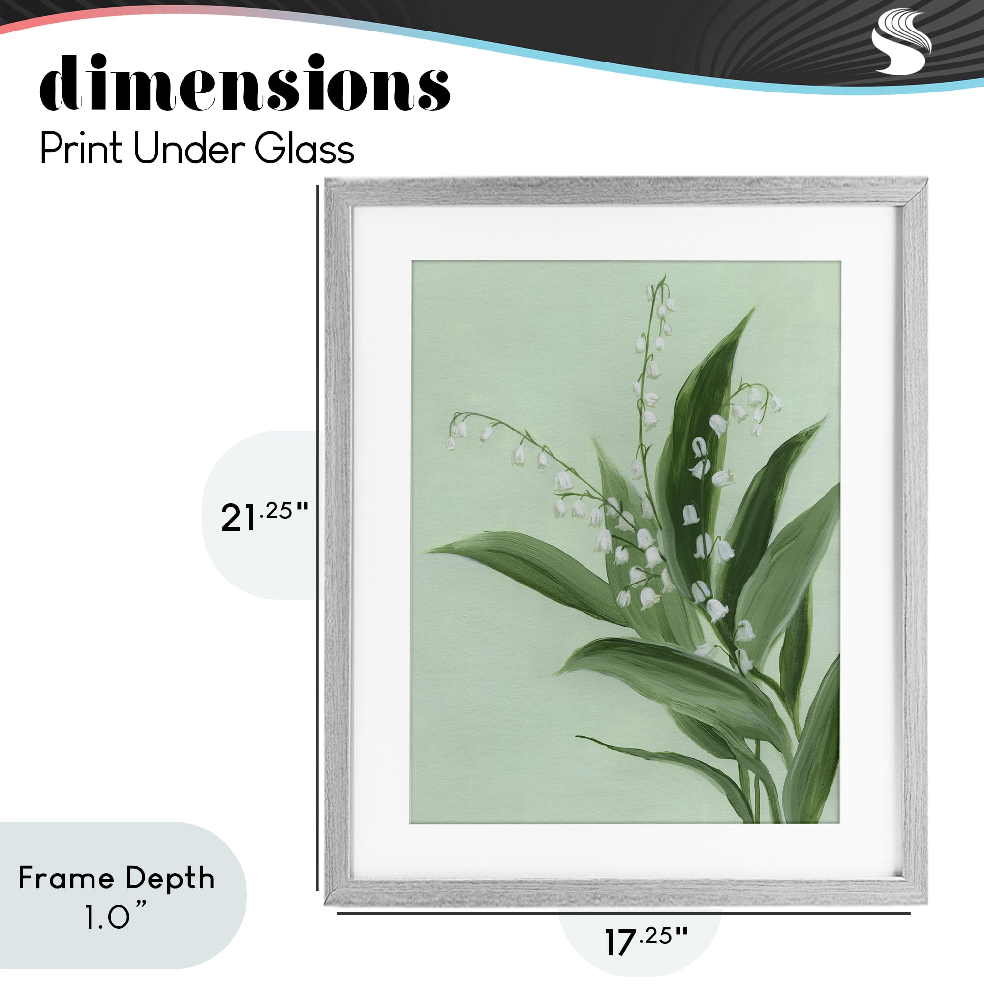 Stupell Industries Gentle Lily of Valley Gray Framed Print Under Glass, design by Grace Popp
