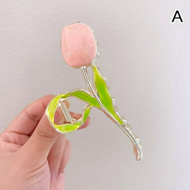 Mode Coréenne Rose 3D Pinces à Cheveux de Tulipe pour les Femmes Filles Été Requin Clip Cheveux