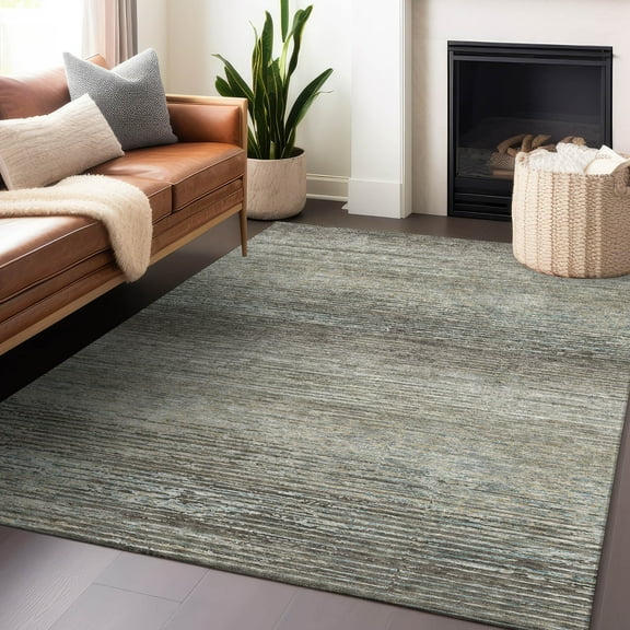 Addison Rugs Chantille Indoor/Outdoor Transitional Stripes Taupe Washable Rectangle Rug, 10' x 14'