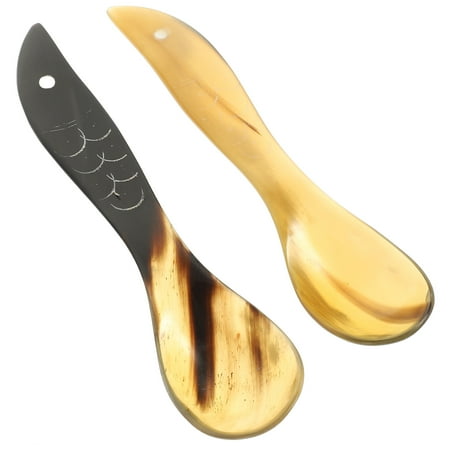 

2Pcs Natural Horn Spoons Coffee Spoons Mixing Spoons Small Spoons Cake Dessert Spoons
