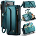 thumbnail image 1 of Bandolera para iPhone 17 Pro Funda Billetera【Bloqueo RFID】con Ranura para Billetes con Cremallera y 7 Tarjeteros, Correa Magnética de Cuero PU Suave para Hombro y Muñeca, 1 of 10