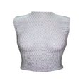 thumbnail image 1 of Women Shiny Rhinestone Sheer Mesh Hollow Out Crop Top See Through Fishnet Tank Top Shirt, 1 of 2
