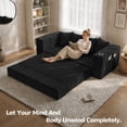 thumbnail image 3 of Leumius 2-in-1 Convertible Sofa Bed,Boneless Corduroy Modular Sleeper Couch with Cup Holders & Side Storage Pockets,Oversized Deep Seat Sofa for Living Room, Apartment, Guest Room,Black, 3 of 9