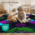 thumbnail image 4 of ODIKA 8'x10' Washable Area Rug Durable, Non-Slip Gamer Glowing Dice Geometric Contemporary Motif Throw Alfombra for Living Room, Under Sectional, Family, 4 of 7