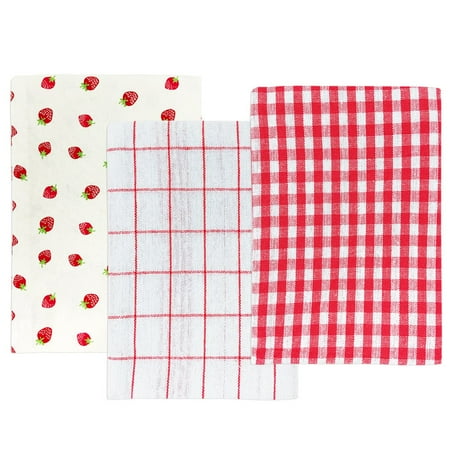 

Wrapables® 100% Cotton Kitchen Dish Towels (Set of 3) Red Strawberries
