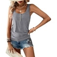 thumbnail image 5 of Womens Tank Tops, 2 Pack Summer Tank Tops for Women 2025, Sleeveless U Neck Loose Button Casual Henley Tops Shirts, 5 of 6