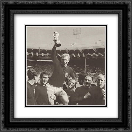England 1966 World Cup Winner 2x Matted 20x20 Black Ornate Framed Art Print