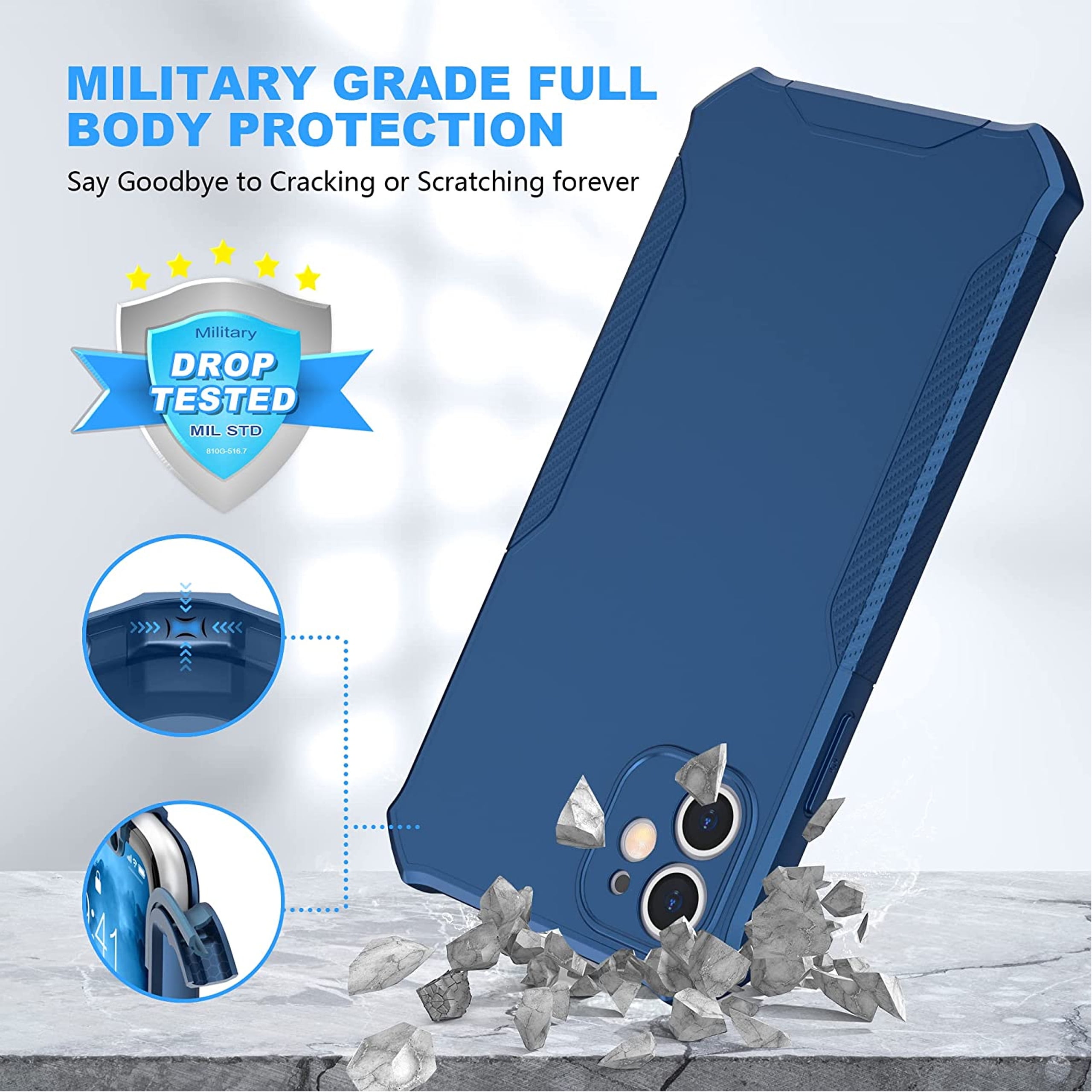 Xpression Phone Case For BLU View 5 Pro (2024) Full-Body Dual Layer Hybrid Case Slim, Drop-Proof TPU Hard PC, Durable Corner Front Bumper Protector Cover, Blue