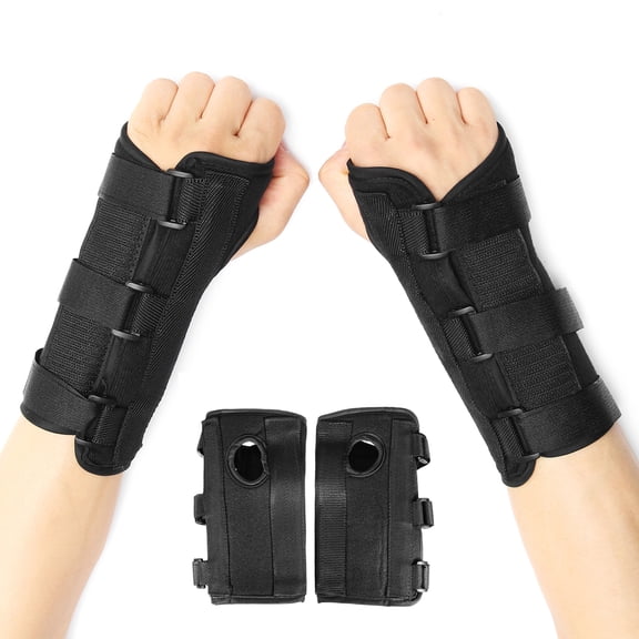 Right & Left Hands Breathable Night Wrist Brace Sleep Support Carpal Tunnel Comfort Composite Fabric Wrist Splint Arthritis Sprain Gym 3 Straps Adjustable Metal Strip