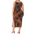 thumbnail image 4 of DARING DIVA Plus Size V Neck Slim Fit Tie Dye Midi Tank Dress 4X Orange Brown, 4 of 5