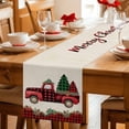 thumbnail image 5 of Red Plaid Christmas Table Runner 36 Inches Long Farmhouse Dress Scarves, Truck Xmas Tree Vintage Winter Rustic Dining Tablerunner for Coffee Table/Kitchen Island/Party Décor, Small 13" x 36", 5 of 8