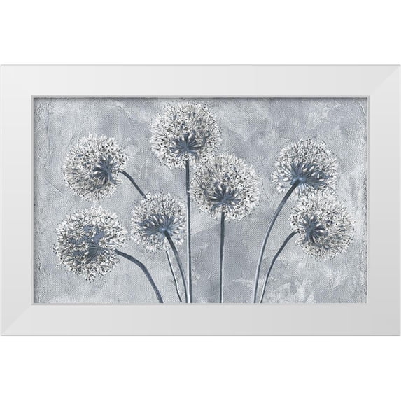 Sommers, Mindy 18x13 White Modern Wood Framed Museum Art Print Titled - Blue Onion Flowers