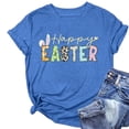 thumbnail image 3 of Bainana Women's Easter T-Shirt Letter Print Round Neck Short Sleeve T Shirt Top Ladies Festival Summer Cozy Soft Tee Shirts Blue Size L, 3 of 3